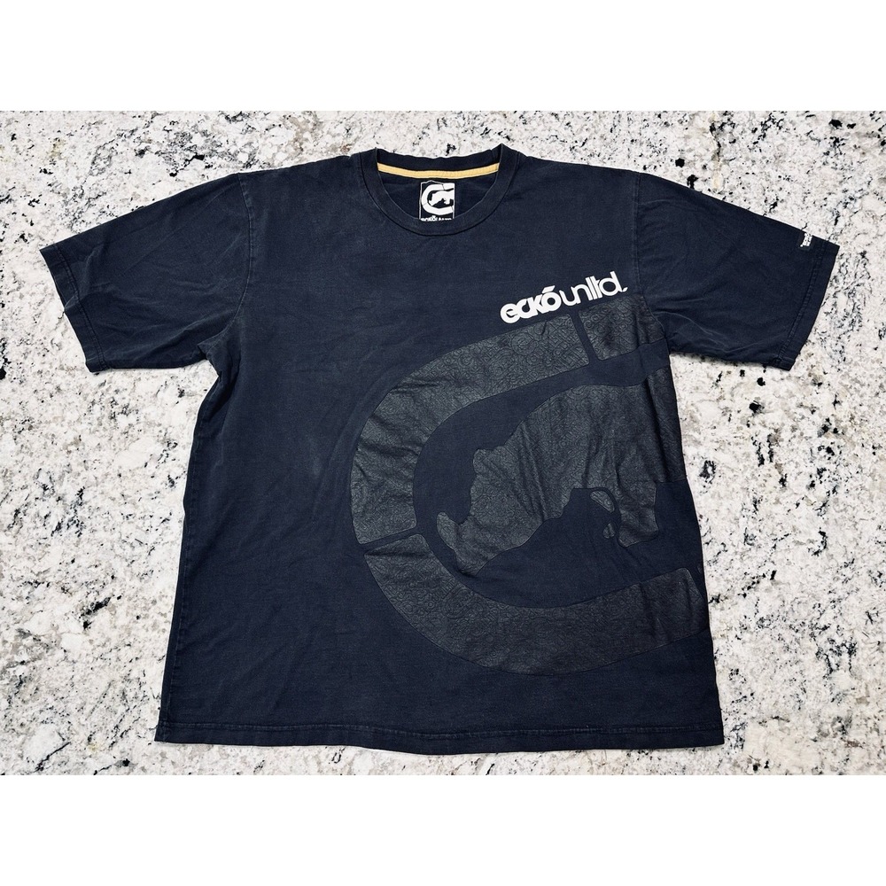 VTG Y2K‎ Ecko Unltd Textured Rhino Logo Skater Style Snowboard Shirt Size 3XL